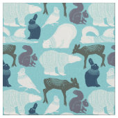 Cute Forest Animals Pattern Stof (Close Up)