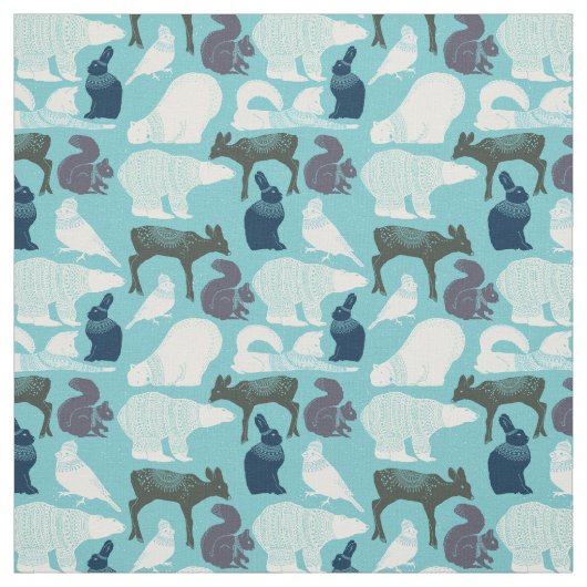 Cute Forest Animals Pattern Stof (Swatch)