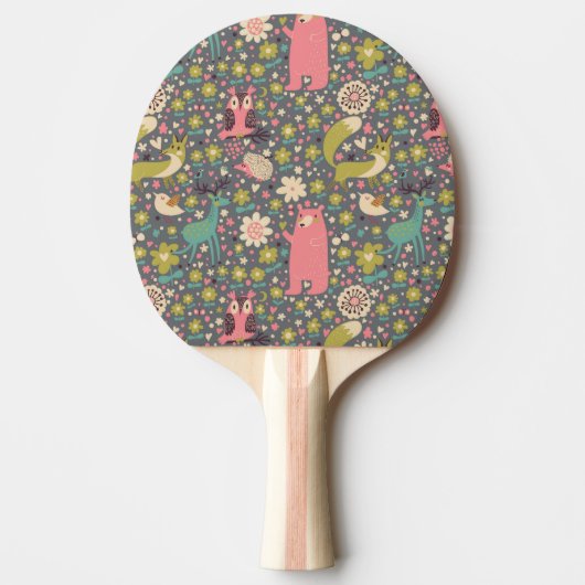 Cute Forest Animals Pattern Tafeltennisbatje (Voorkant)