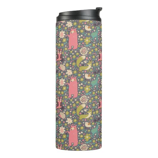 Cute Forest Animals Pattern Thermosbeker (Gedraaid links)