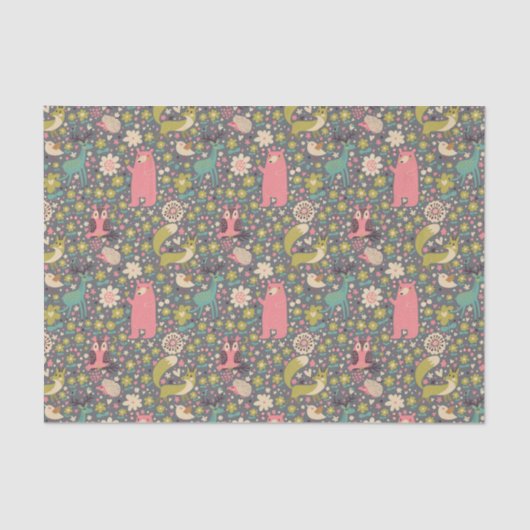 Cute Forest Animals Pattern Tissuepapier (Voorkant)