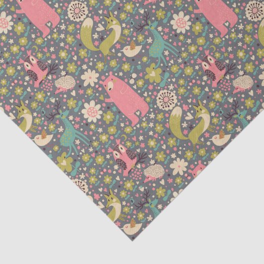 Cute Forest Animals Pattern Tissuepapier (Detail)