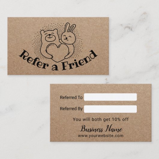 Cute Forest Animals Rustic Kraft Referral (Voorkant / Achterkant)