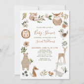 Cute Forest Animals Script Brown Boho Baby shower Kaart (Voorkant)