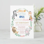 Cute Forest Animals Striped 1st Birthday Kaart (Staand voorkant)