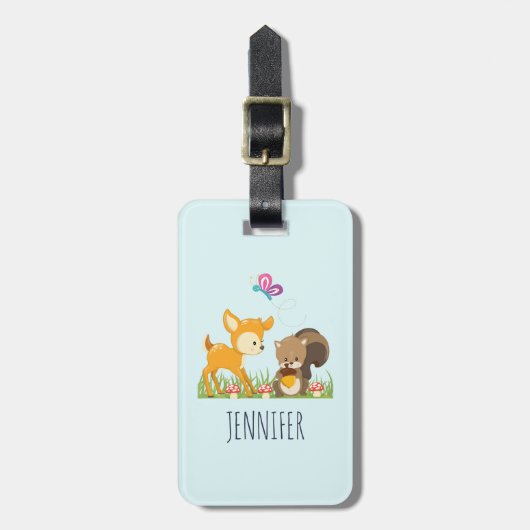 Cute Forest Animals Whimsical Cartoon Bagagelabel (Voorkant verticaal)