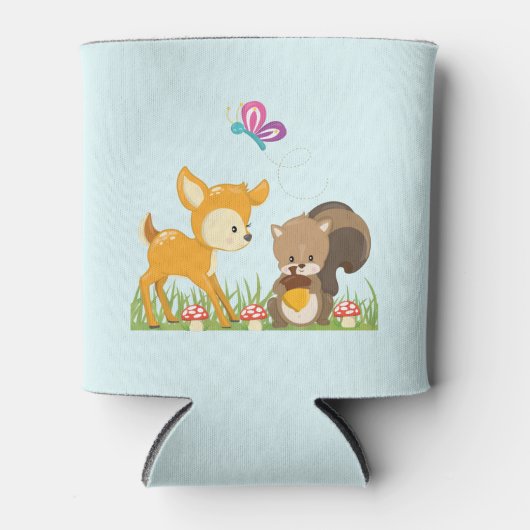 Cute Forest Animals Whimsical Cartoon Blikjeskoeler (Voorkant)