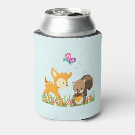 Cute Forest Animals Whimsical Cartoon Blikjeskoeler (Blikje Achterkant)