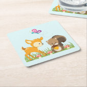 Cute Forest Animals Whimsical Cartoon Kartonnen Onderzetters (Schuin)