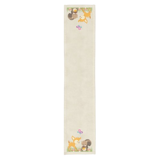 Cute Forest Animals Whimsical Cartoon Korte Tafelloper (Voorkant)