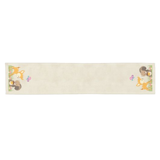 Cute Forest Animals Whimsical Cartoon Korte Tafelloper (Horizontaal)