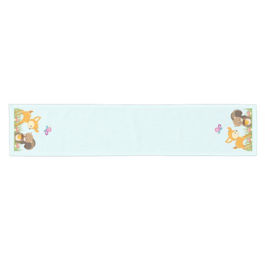 Cute Forest Animals Whimsical Cartoon Korte Tafelloper (Horizontaal)