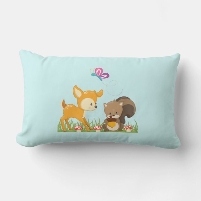 Cute Forest Animals Whimsical Cartoon Kussen (Voorkant)