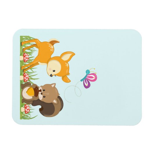 Cute Forest Animals Whimsical Cartoon Magneet (Horizontaal)