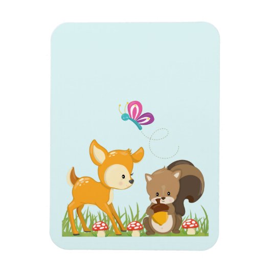 Cute Forest Animals Whimsical Cartoon Magneet (Verticaal)