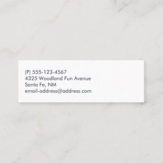 Cute Forest Animals Whimsical Cartoon Mini Visitekaartje (Achterkant)