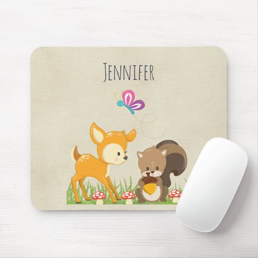 Cute Forest Animals Whimsical Cartoon Muismat (Met muis)