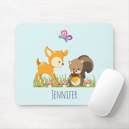 Cute Forest Animals Whimsical Cartoon Muismat (Met muis)