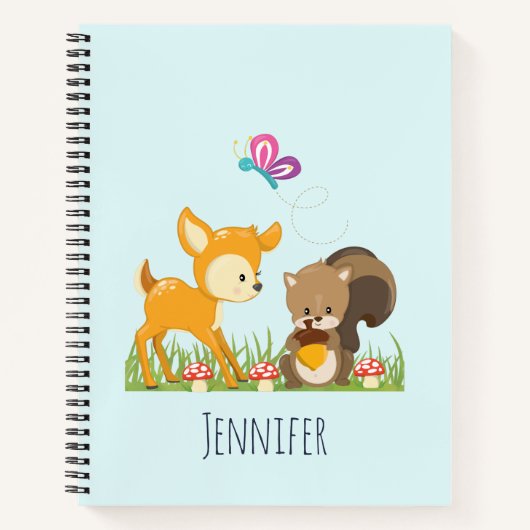 Cute Forest Animals Whimsical Cartoon Notitieboek (Voorkant)