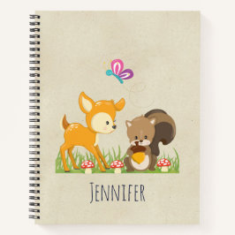 Cute Forest Animals Whimsical Cartoon Notitieboek