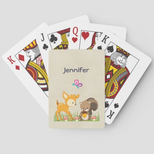 Cute Forest Animals Whimsical Cartoon Pokerkaarten (Achterkant)
