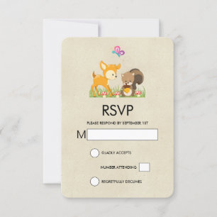 Cute Forest Animals Whimsical Cartoon RSVP Kaartje