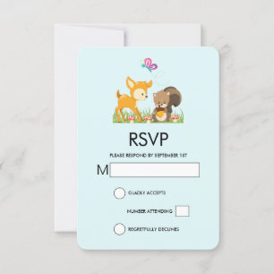 Cute Forest Animals Whimsical Cartoon RSVP Kaartje