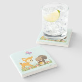 Cute Forest Animals Whimsical Cartoon Stenen Onderzetter (Zijkant)