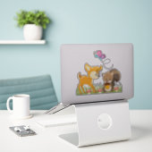 Cute Forest Animals Whimsical Cartoon Sticker (Laptop op bureau)