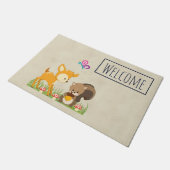 Cute Forest Animals Whimsical Cartoon Welcome Deurmat (Schuin)
