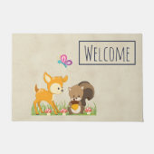 Cute Forest Animals Whimsical Cartoon Welcome Deurmat (Voorkant)