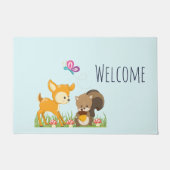 Cute Forest Animals Whimsical Cartoon Welcome Deurmat (Voorkant)