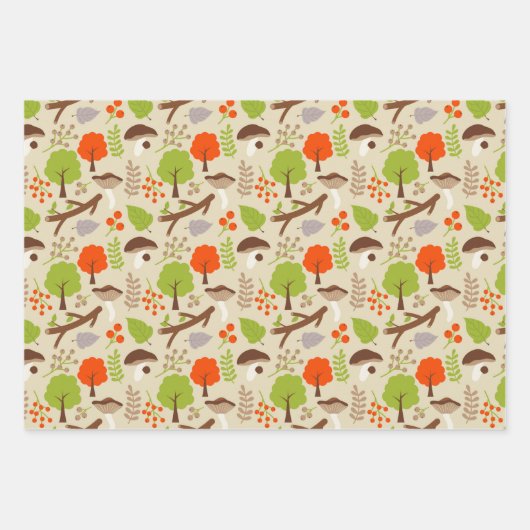Cute Forest Animals Wrapping Paper Set of 3 (Voorkant 3)
