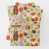 Cute Forest Animals Wrapping Paper Set of 3 (In situ)