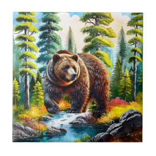 Cute Forest bruine beer Tegeltje