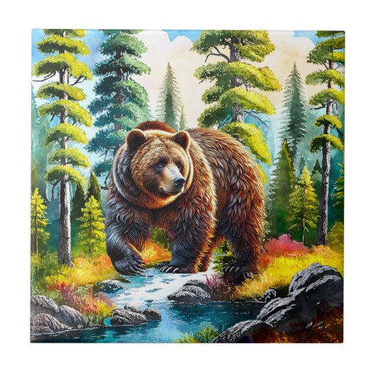 Cute Forest bruine beer Tegeltje (Voorkant)