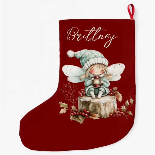 Cute Forest Christmas Fairy Grote Kerstsok (Achterkant)