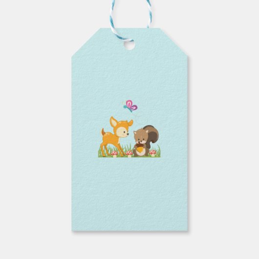 Cute Forest Creatures Happy Cartoon Dank u Cadeaulabel (Achterkant)