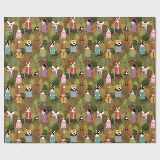 Cute Forest Critters Cadeaupapier (Vlak)