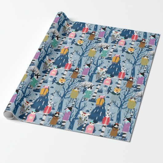 Cute Forest Critters Cadeaupapier (Uitgerold)