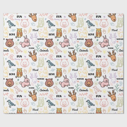 Cute Forest Critters Cadeaupapier (Vlak)