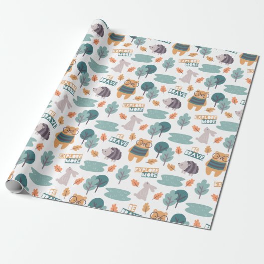 Cute Forest Critters Cadeaupapier (Uitgerold)