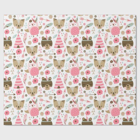 Cute Forest Critters Cadeaupapier (Vlak)