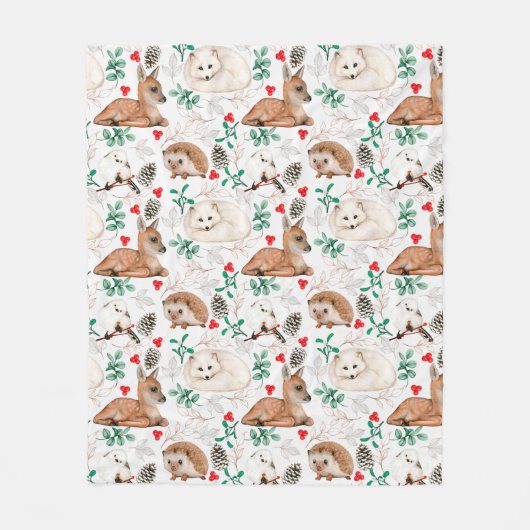 Cute Forest Critters Fleece Blanket (Voorkant)