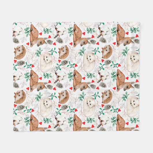 Cute Forest Critters Fleece Blanket (Voorkant (Horizontaal))