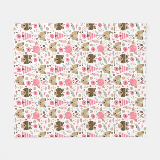 Cute Forest Critters Fleece Deken (Voorkant (Horizontaal))