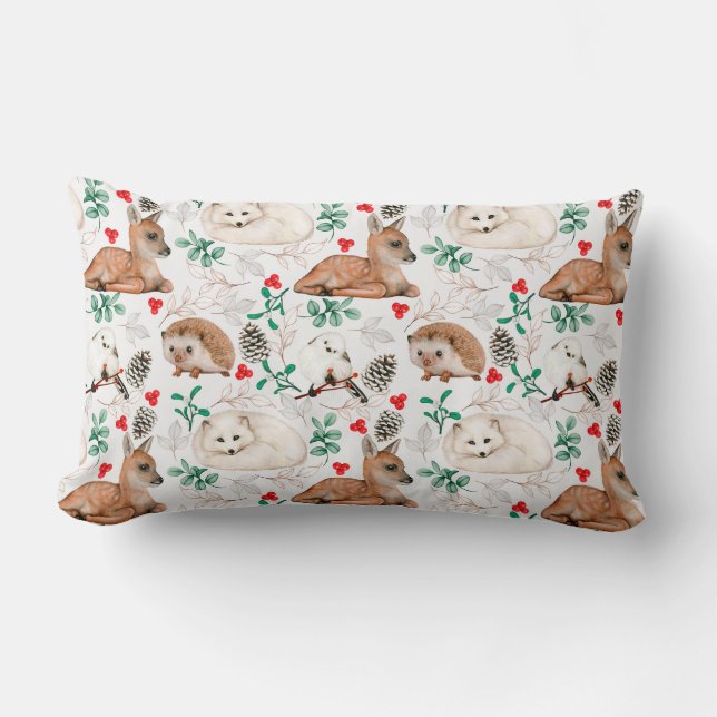 Cute Forest Critters Lumbar Pillow Kussen (Voorkant)