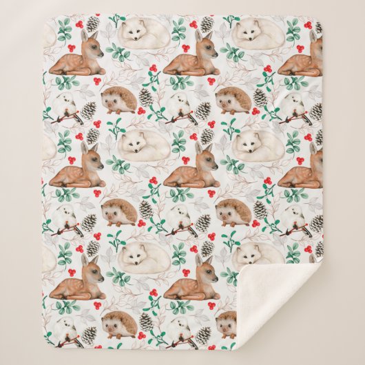 Cute Forest Critters Sherpa Blanket Sherpa Deken (Voorkant)