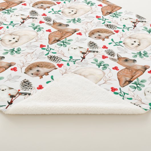 Cute Forest Critters Sherpa Blanket Sherpa Deken (3/4)