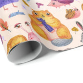 Cute Forest Critters Wrapping Paper Cadeaupapier (Rol Hoek)